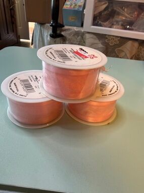 Pink Satin Ribbon Spools - Set of 3